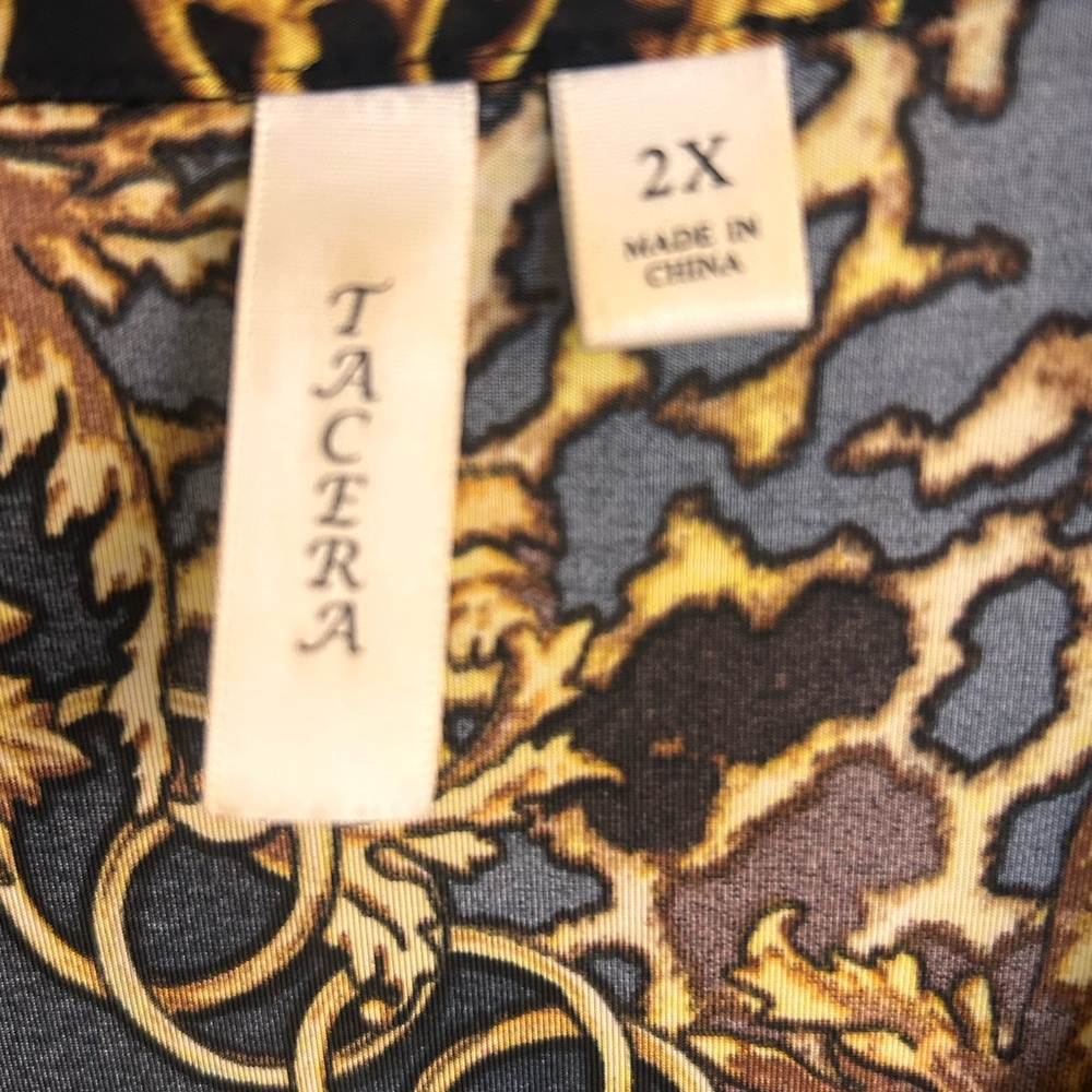 Tacera Baroque Leopard Print Shirt Dress Women’s 2X Black Gold Tunic - Picture 2 of 7